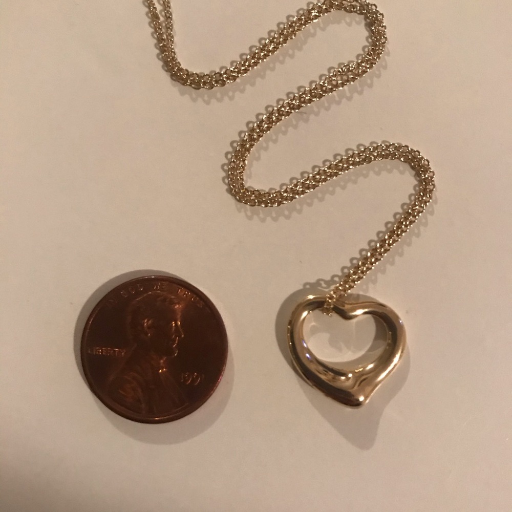 TIFFANY & CO. Elsa Peretti 16mm Open Heart Pendant Necklace 16” - Picture 3 of 8